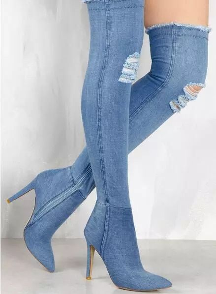 denim thigh high boots outfit ideas 0015