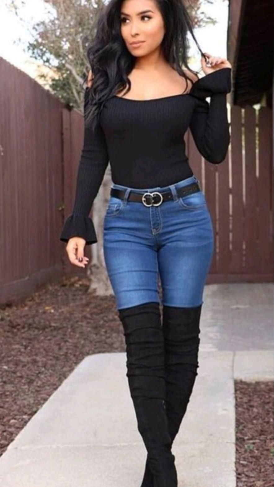 denim thigh high boots outfit ideas 0018