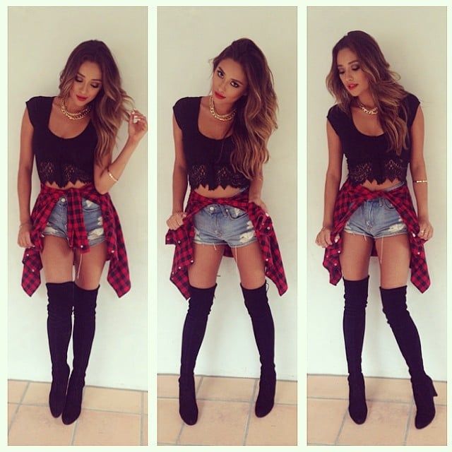 denim thigh high boots outfit ideas 0030