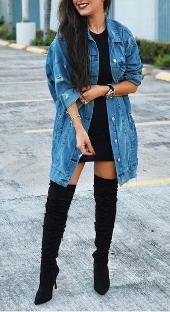 denim thigh high boots outfit ideas 0031