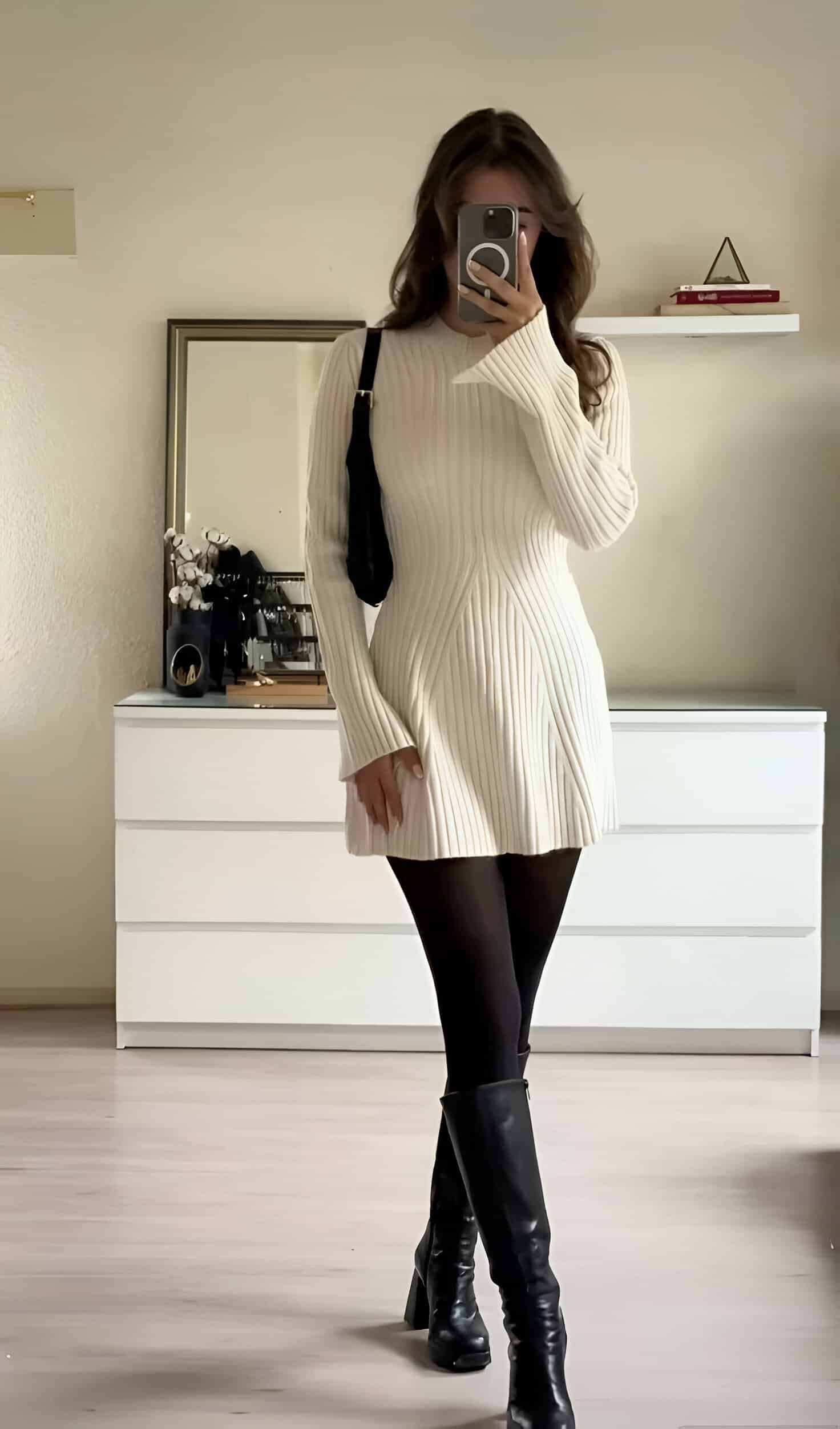 dress and boots outfit ideas 0019