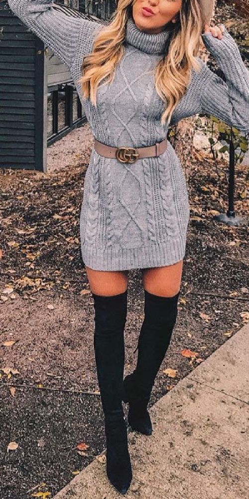 dress and boots outfit ideas 0040