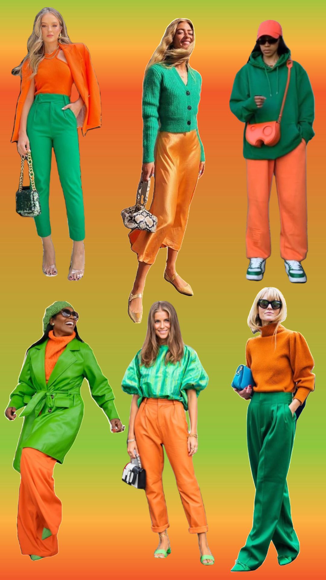 elegant orange and green ensemble ideas