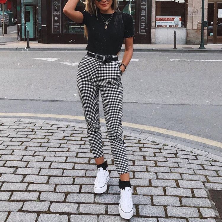 gingham pants outfit ideas 0042