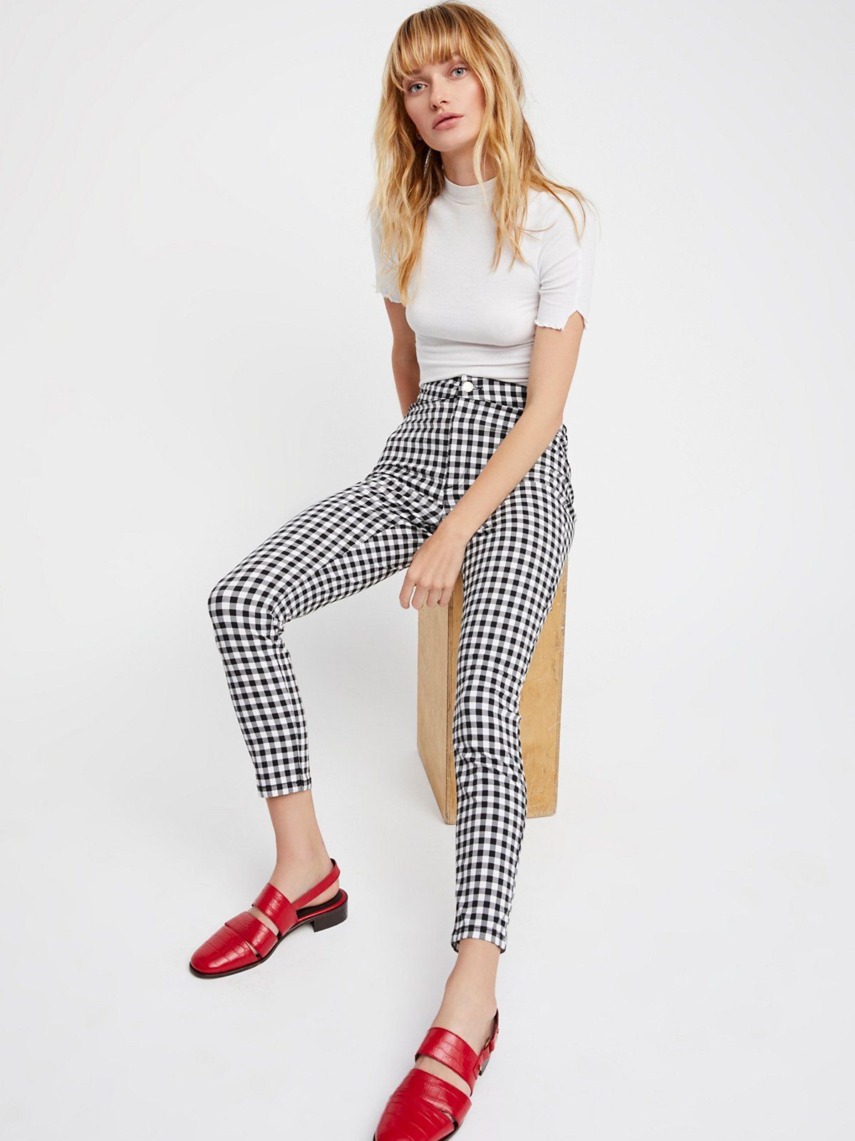 gingham pants outfit ideas 0062