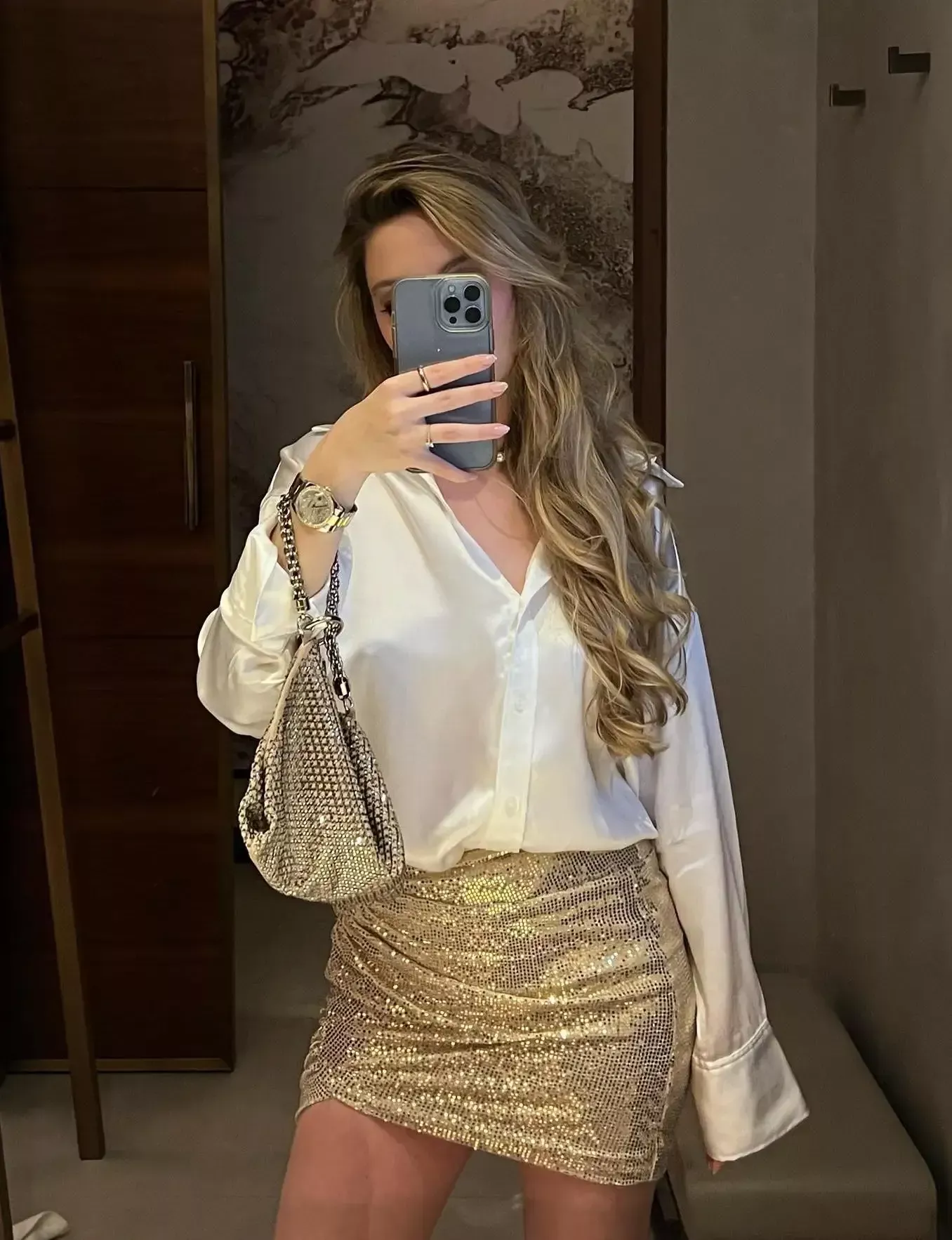 gold skirt outfit ideas 0036