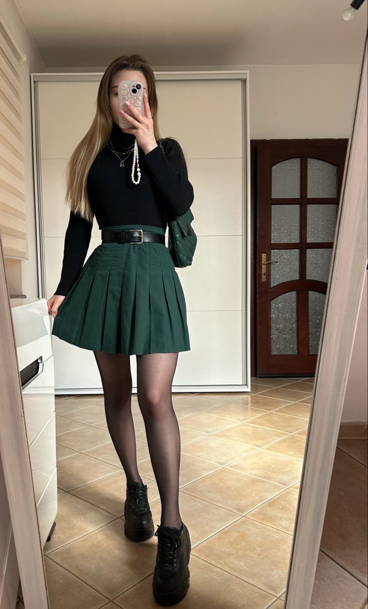 green sweater dress outfit ideas 0017