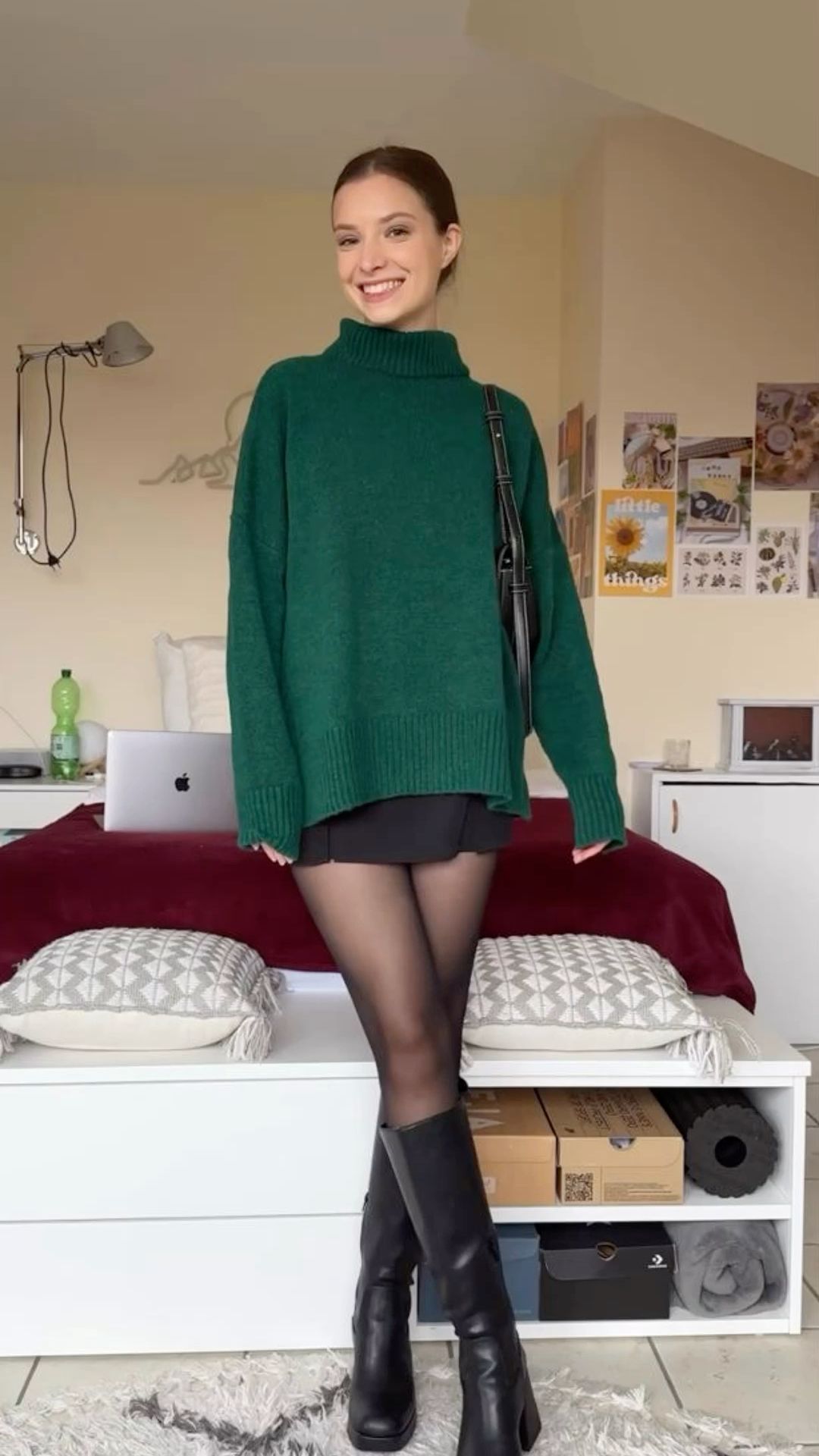 green sweater dress outfit ideas 0029