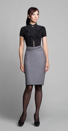 grey pencil skirt outfit ideas 0030