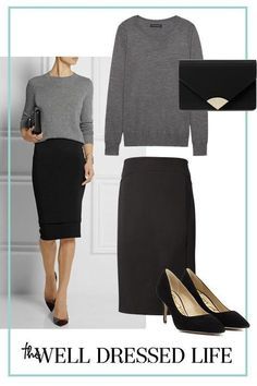 grey pencil skirt outfit ideas 0043