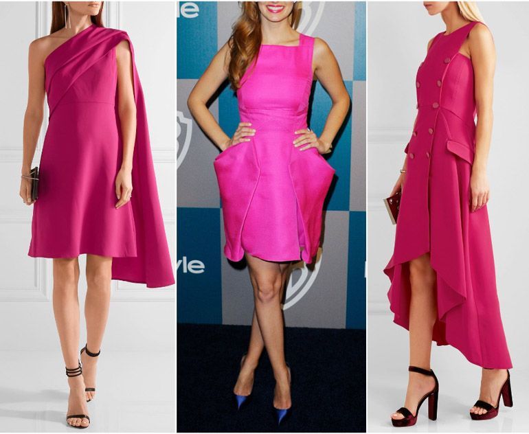 hot pink dress outfit ideas 0046