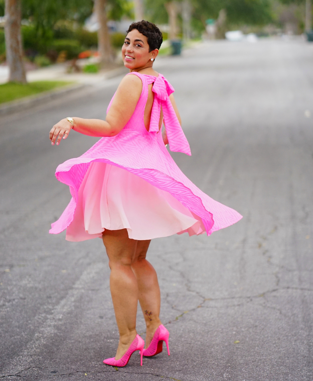 hot pink dress outfit ideas 0049