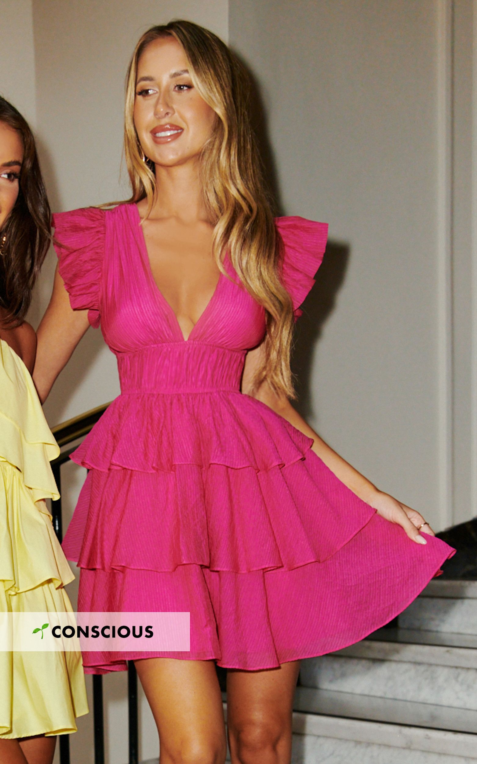 hot pink dress outfit ideas 0060