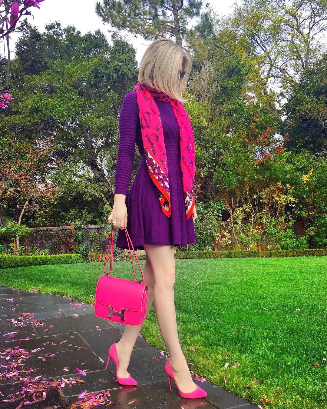 hot pink dress outfit ideas 0076