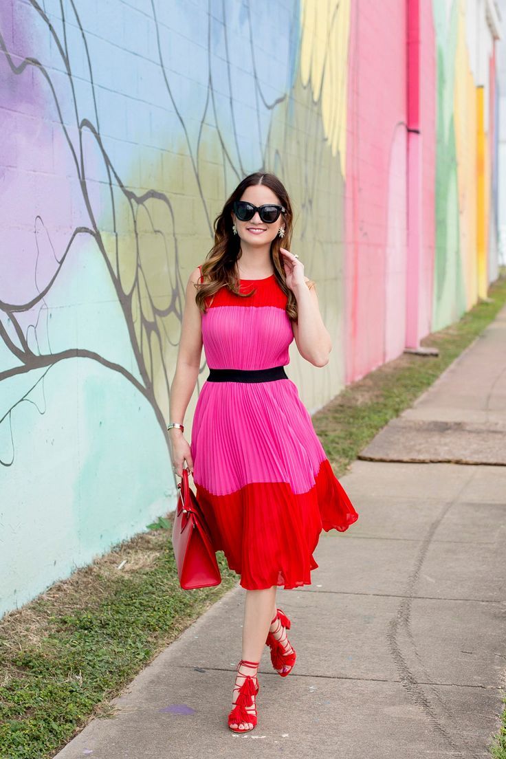 hot pink dress outfit ideas 0084