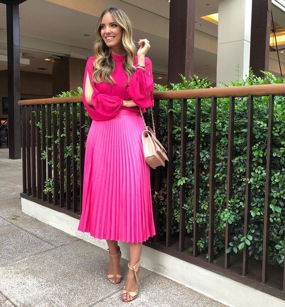 hot pink dress outfit ideas 0090