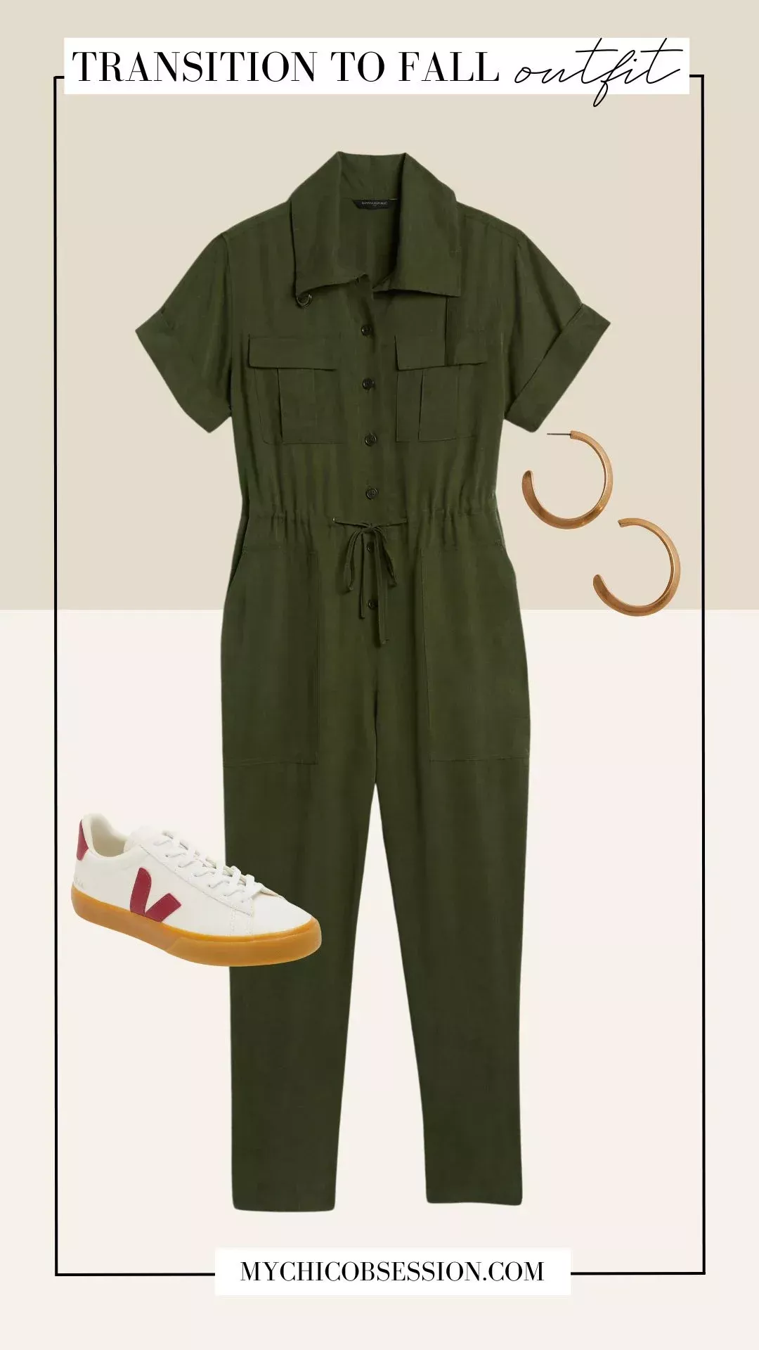 how to elevate olive green jumpsuit outfit ideas with jewelry