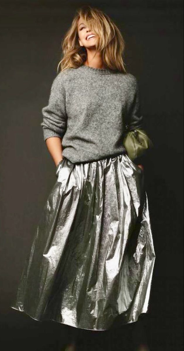 how to style a silver skirt