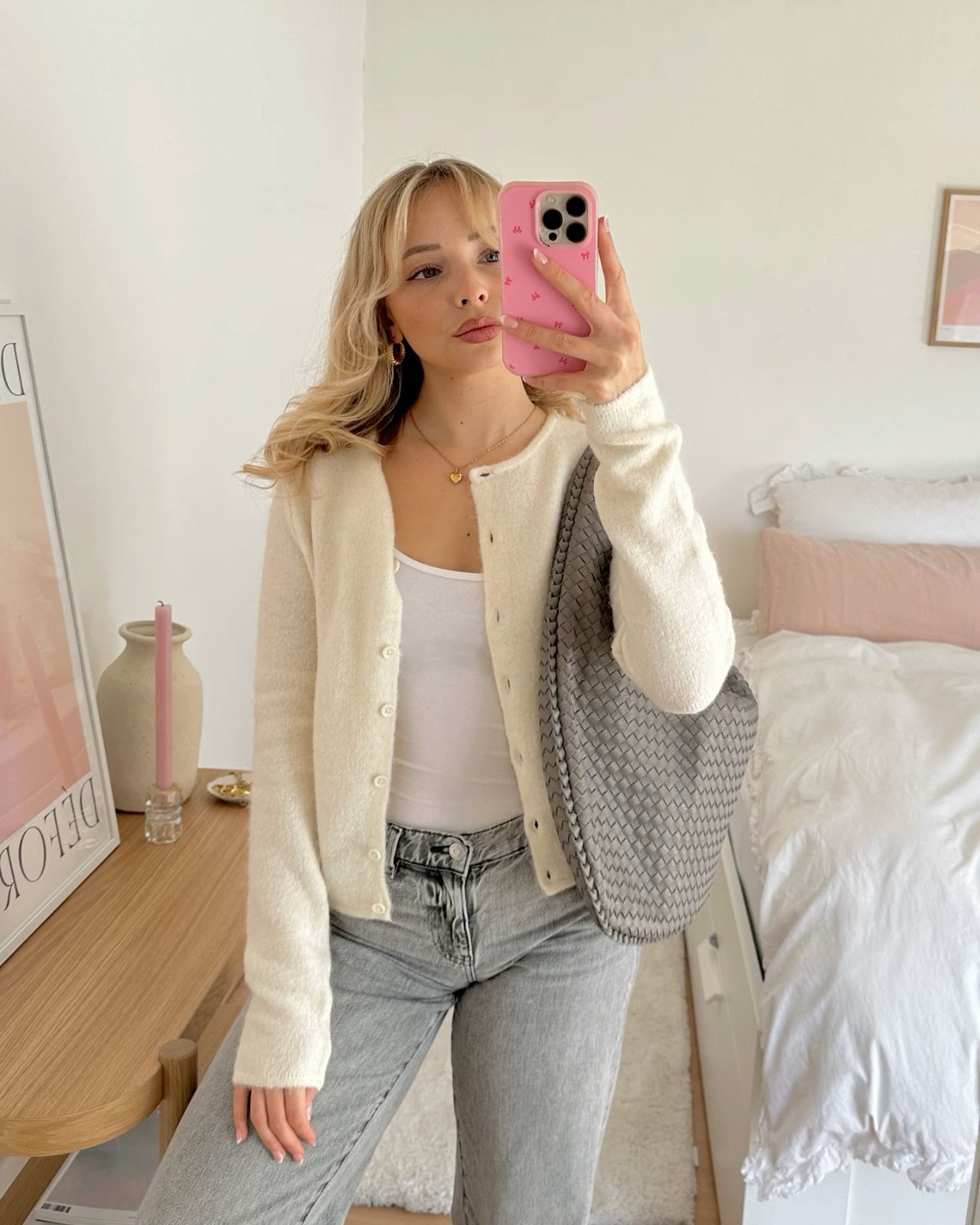 how to style a white cardigan for work