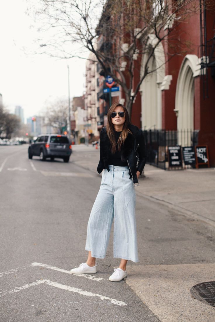 how to style denim culottes outfits