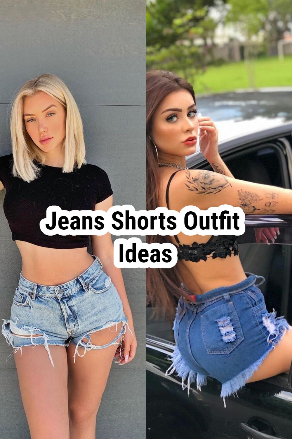 jeans shorts outfit ideas 0098