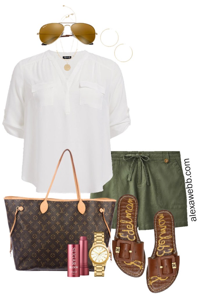 khaki shorts outfit ideas 0067