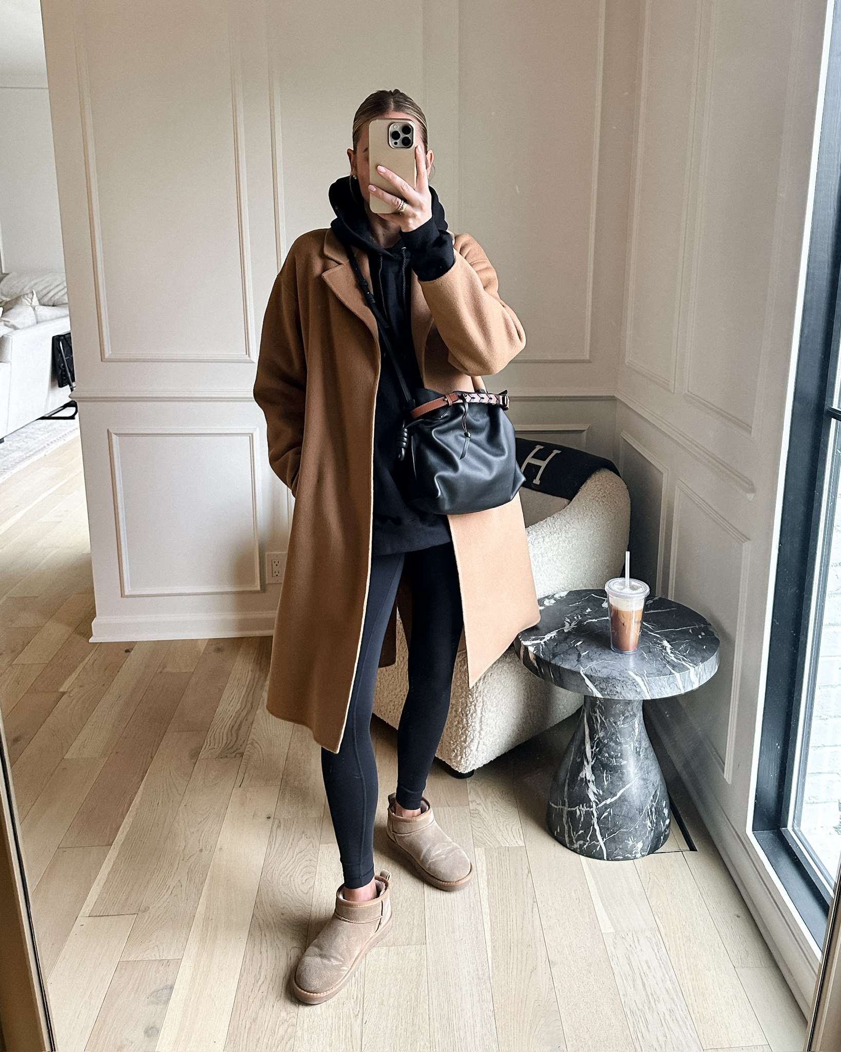 layered camel outfit ideas for transitional weather