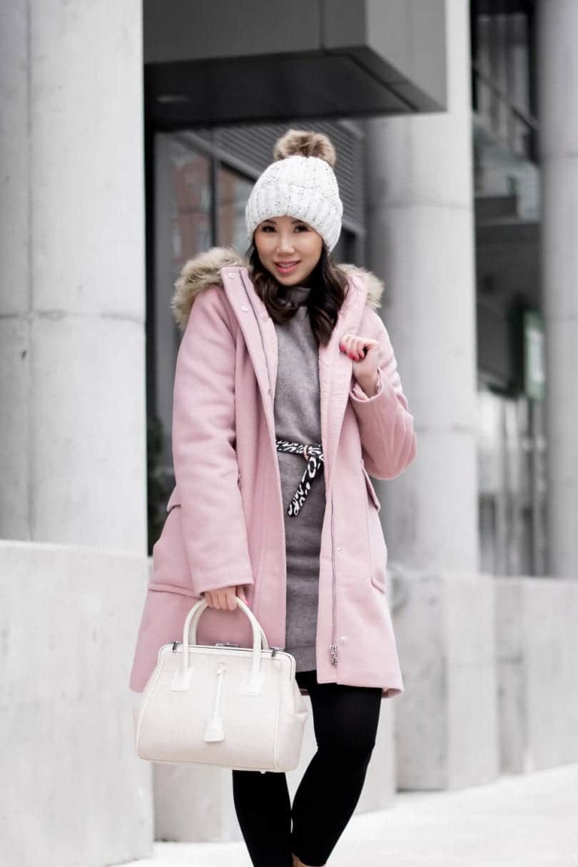 layered pink winter outfit ideas