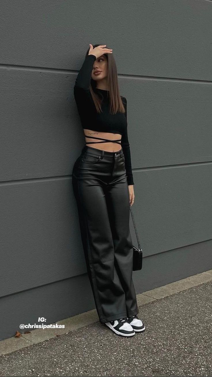 leather pants outfit ideas 0060