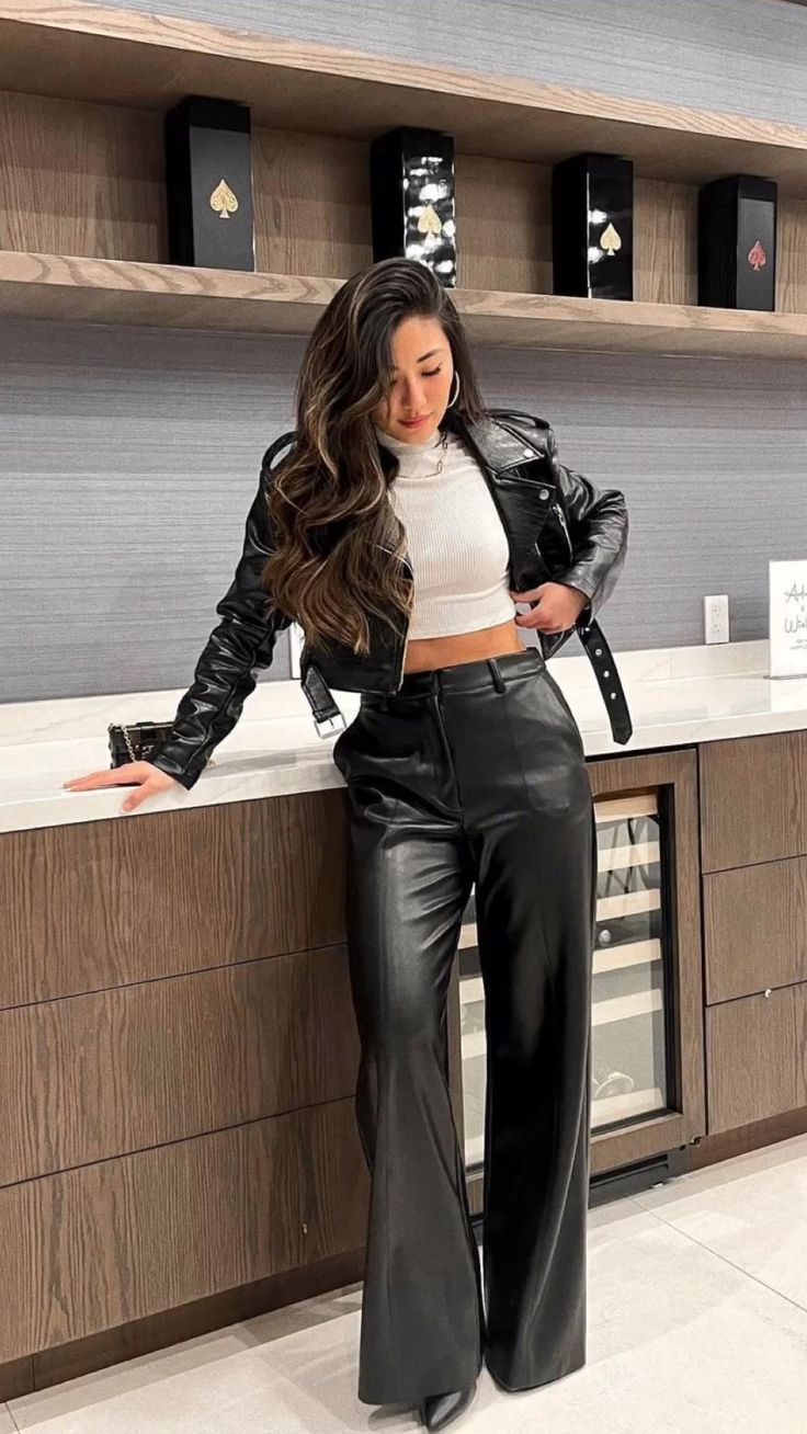 leather pants outfit ideas 0086