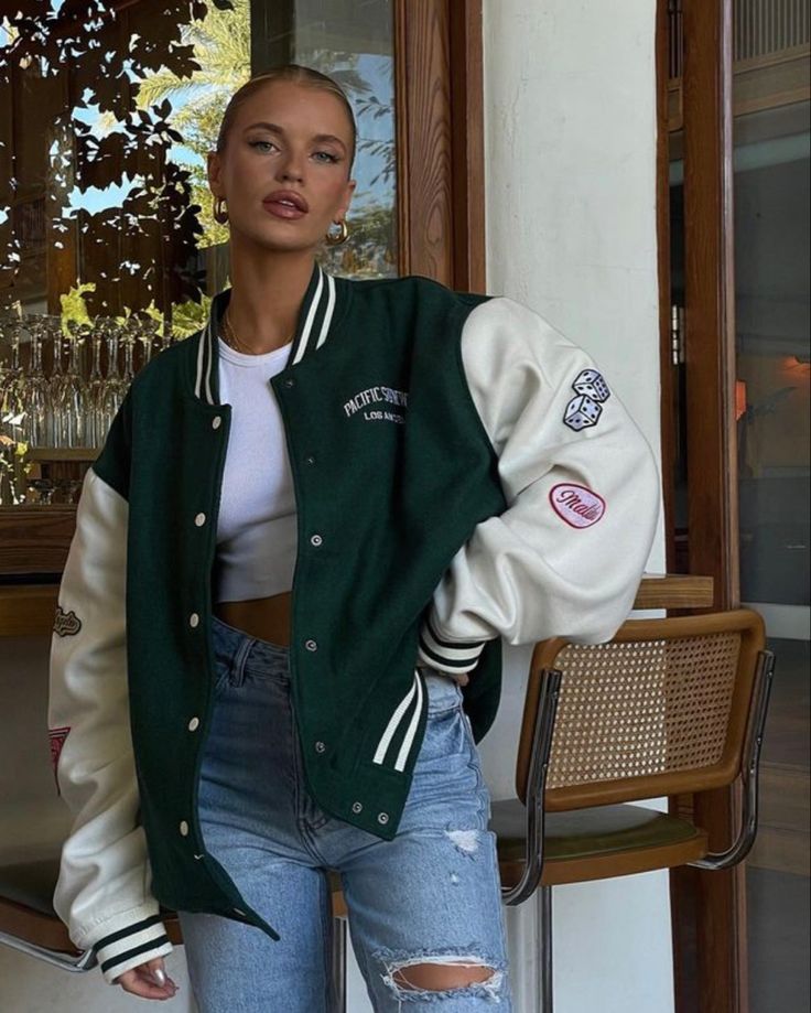 letterman jacket outfits ideas 0073