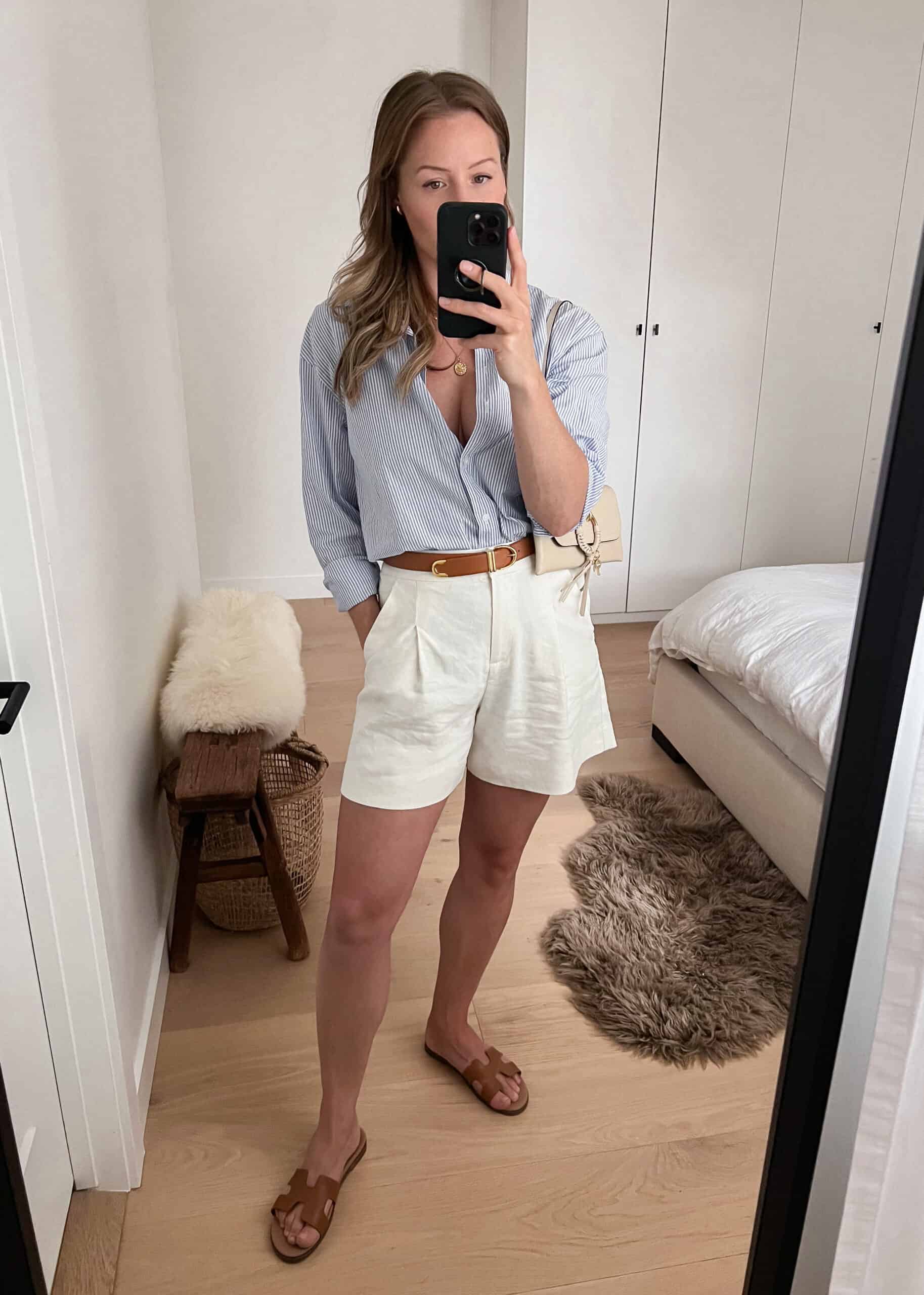 linen shorts outfit ideas 0016