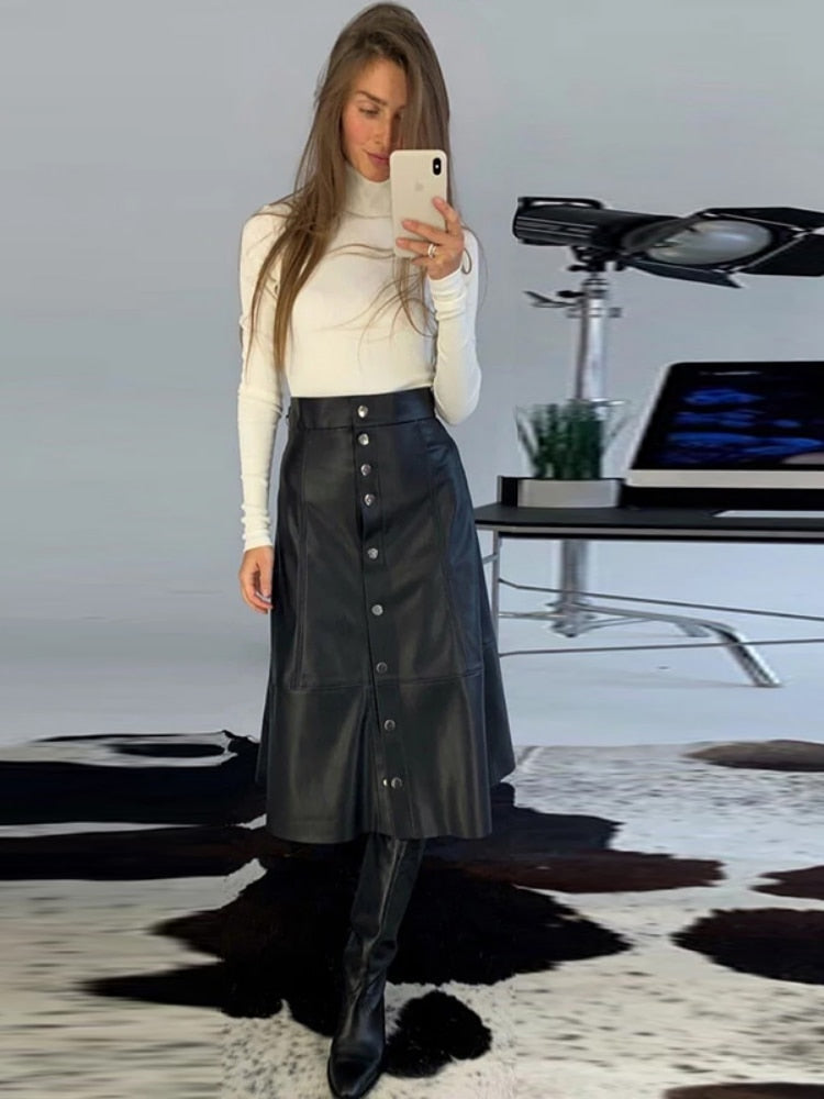 long leather skirt outfit ideas 0071