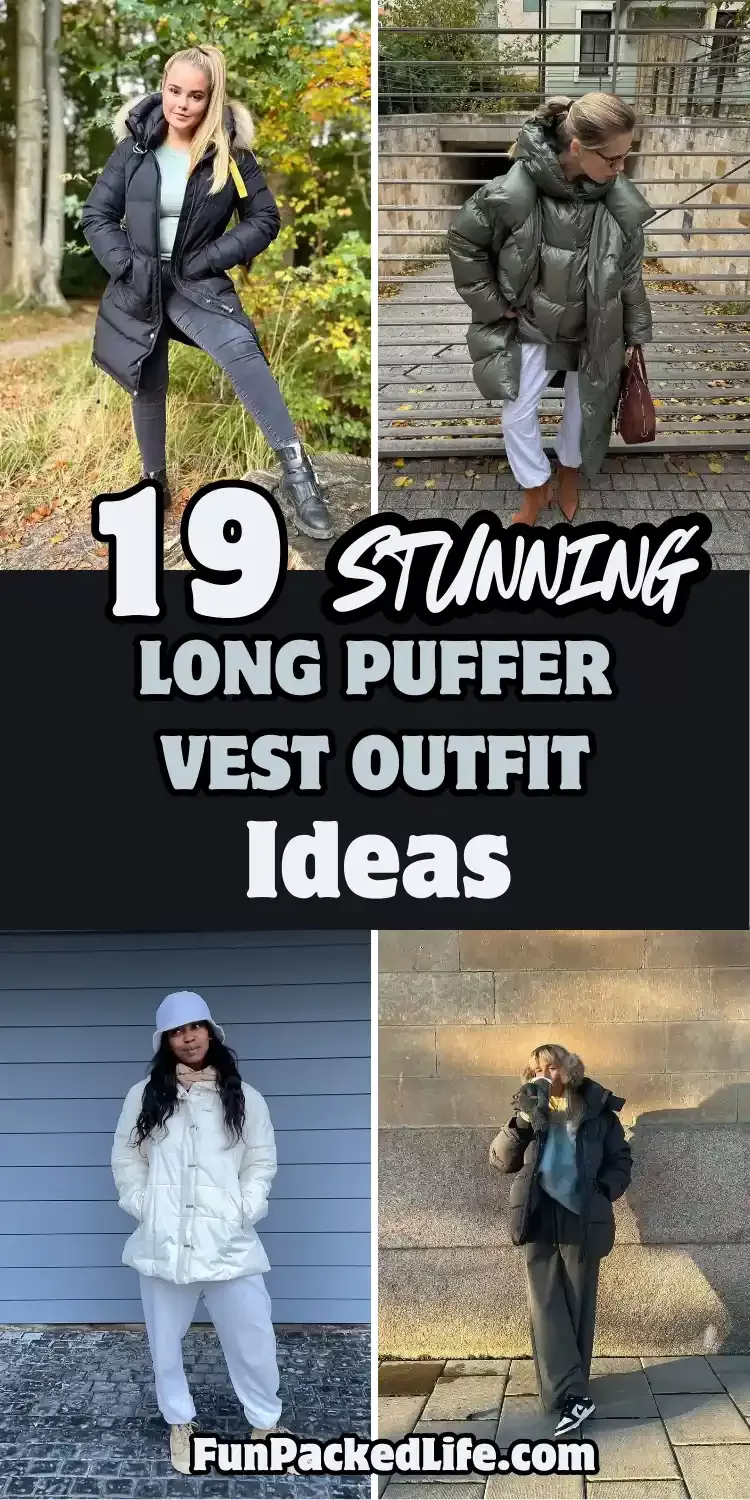 long puffer vest outfit ideas for winter