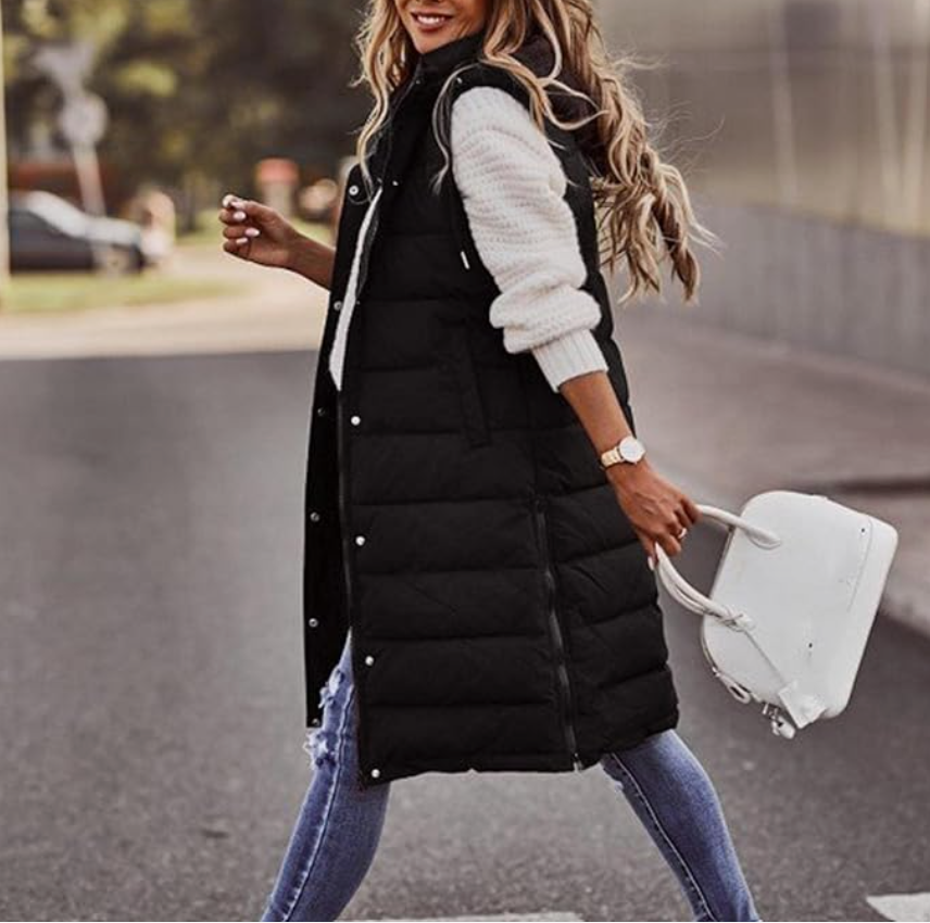 long puffer vest outfit ideas 0054