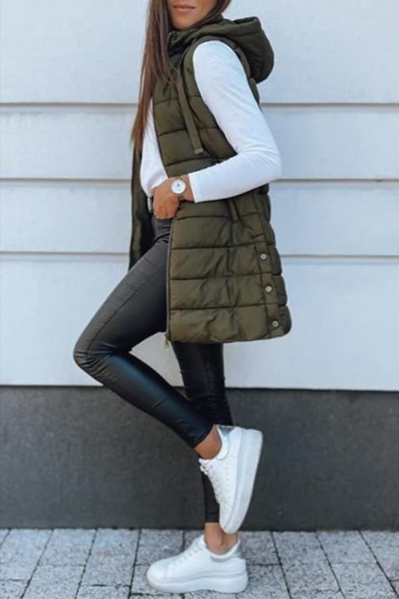 long puffer vest outfit ideas 0061