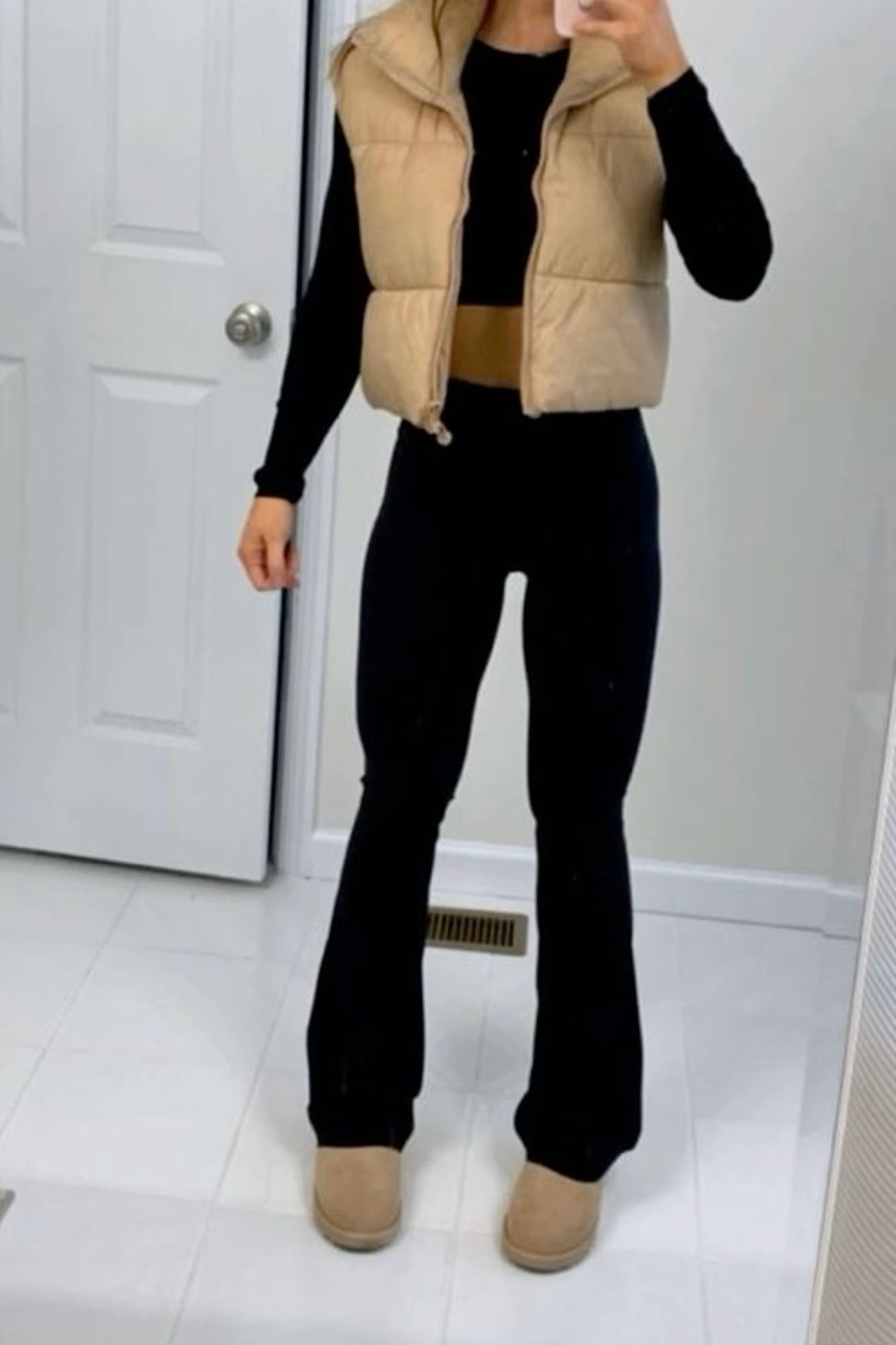 long puffer vest outfit ideas 0078