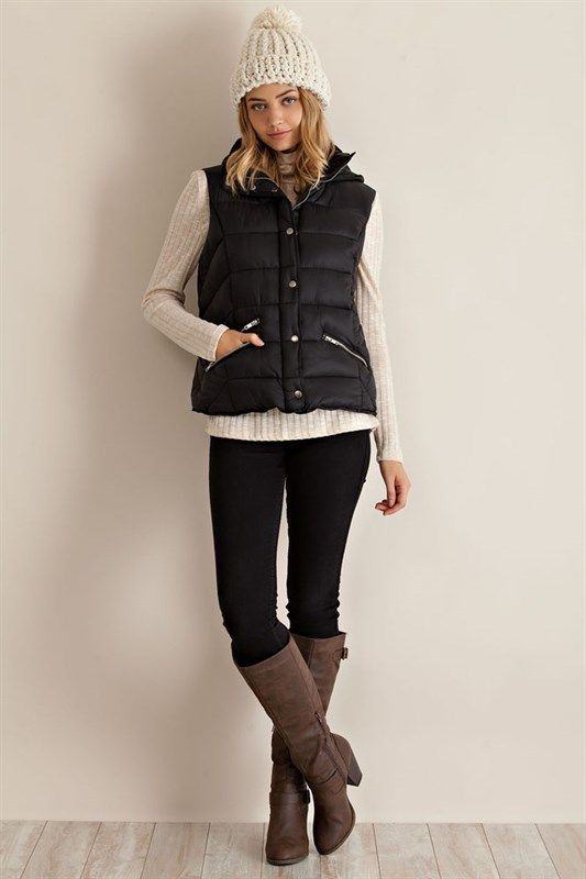 long puffer vest outfit ideas 0096