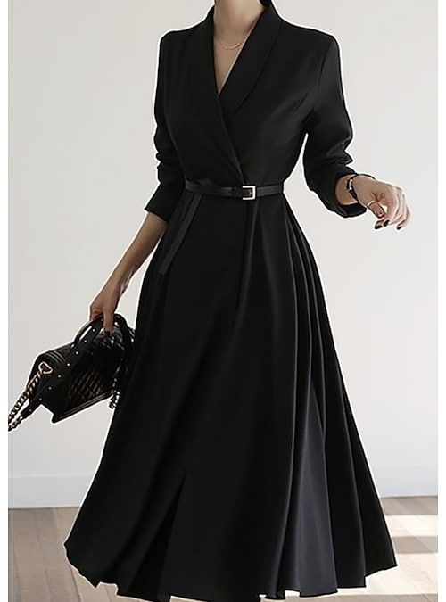 long sleeve black dress outfit ideas 0037