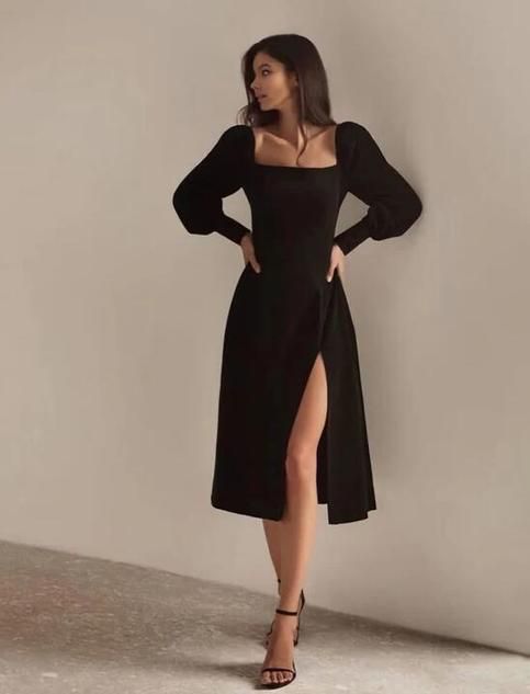 long sleeve black dress outfit ideas 0065