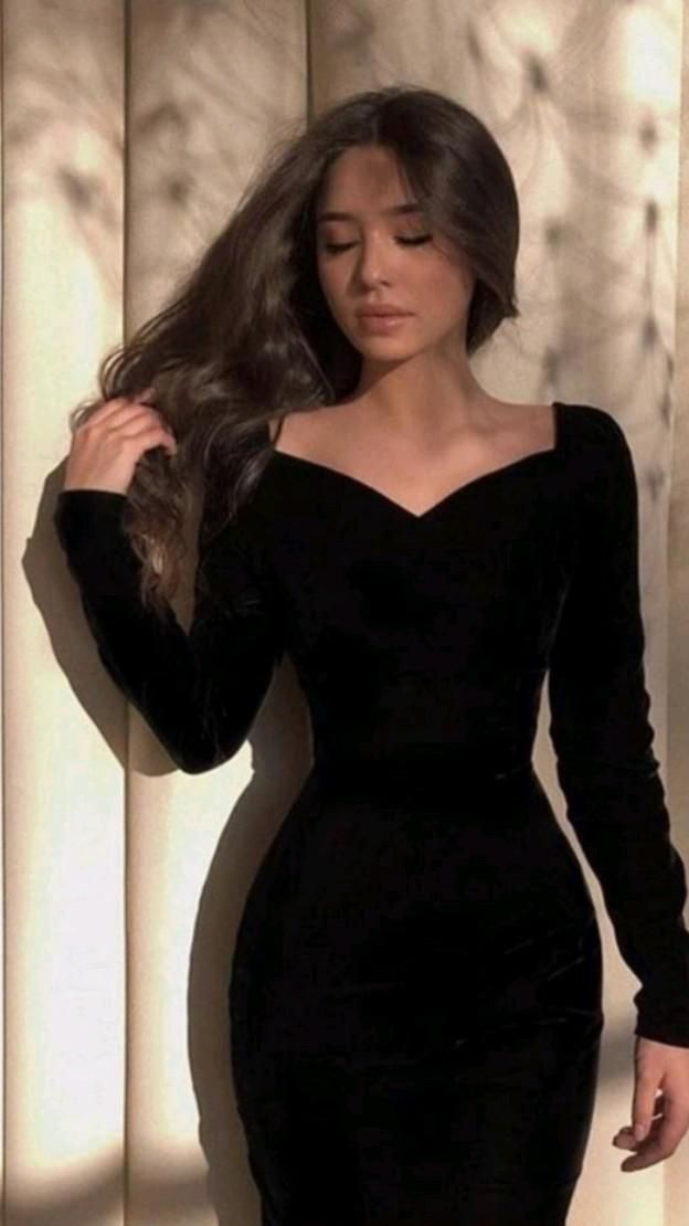 long sleeve black dress outfit ideas 0068