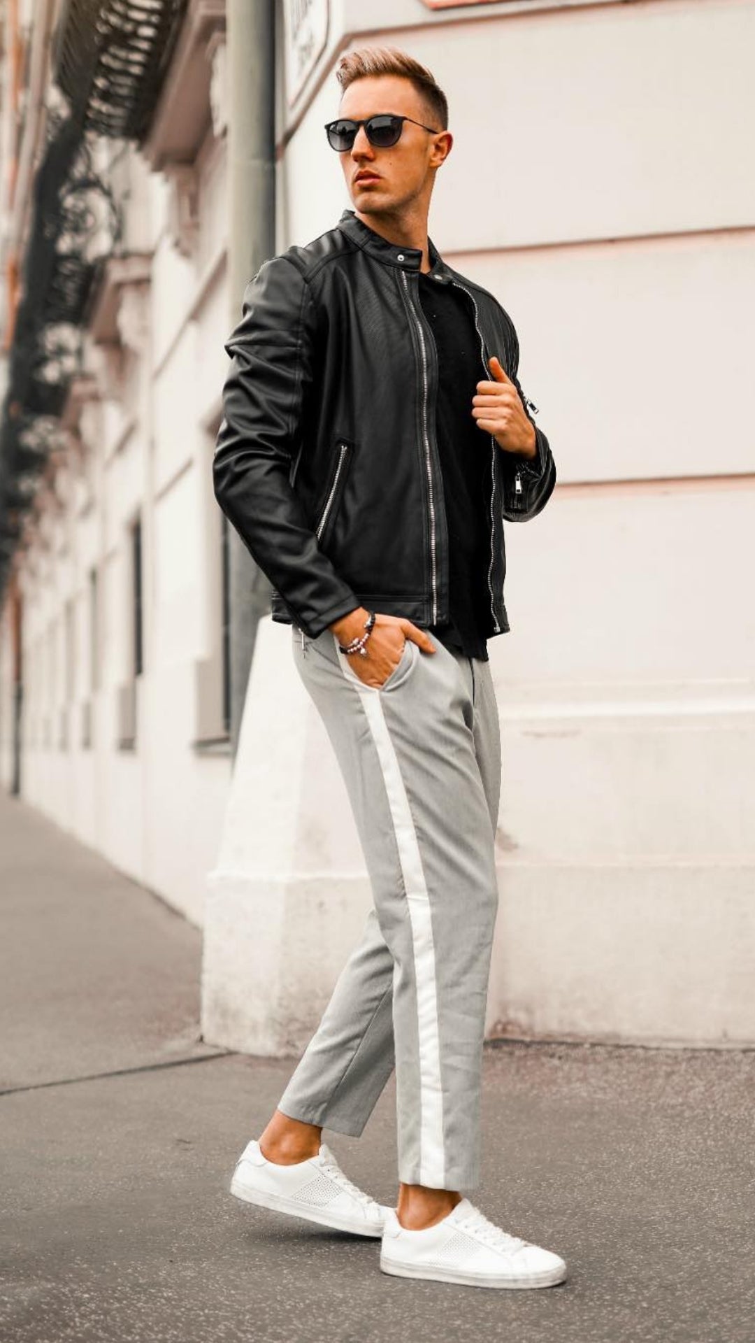 mens leather jacket outfit ideas 0041