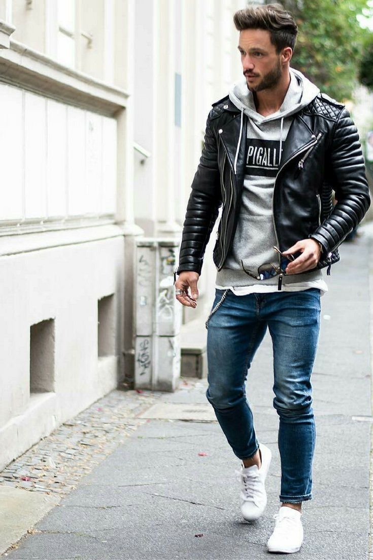 mens leather jacket outfit ideas 0081