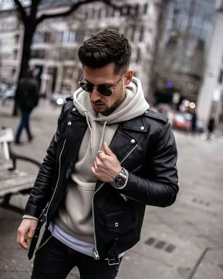 mens leather jacket outfit ideas 0092