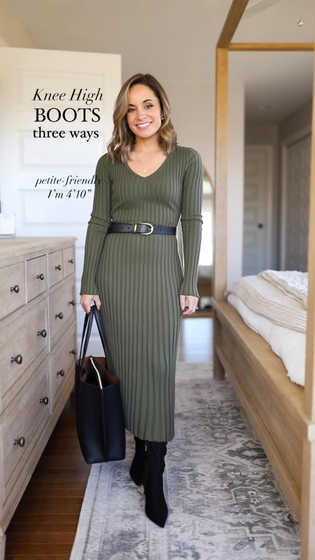 oversized dress with boots outfit ideas for comfort