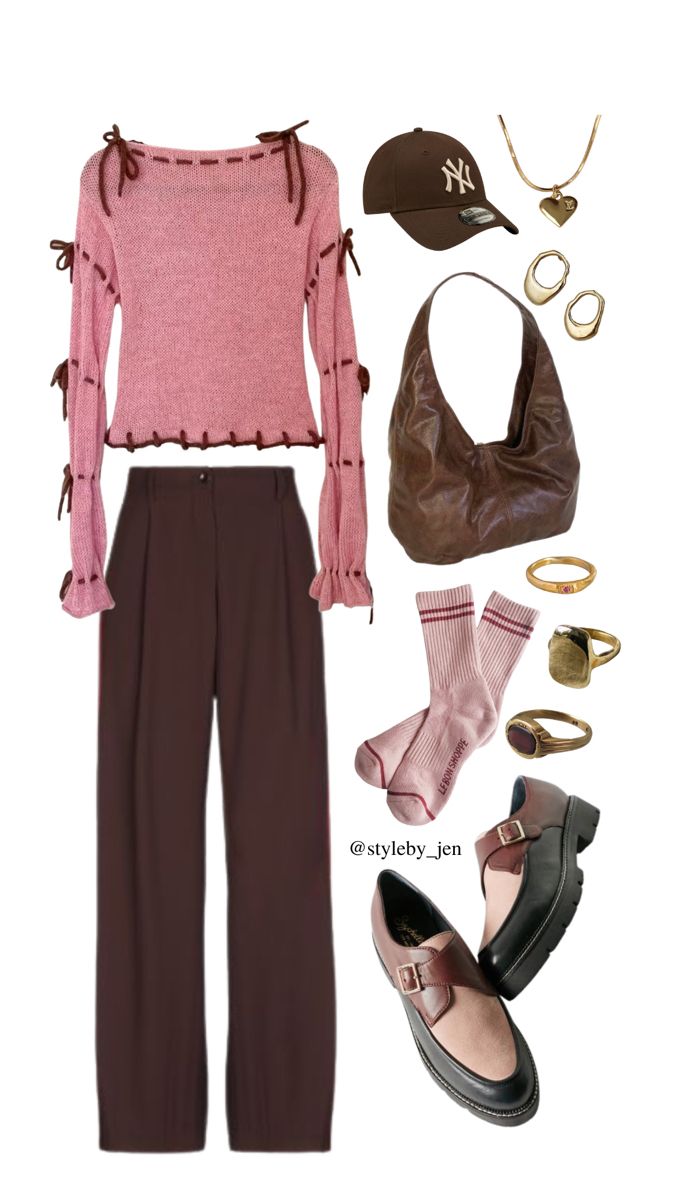 pink and brown outfit ideas 0071