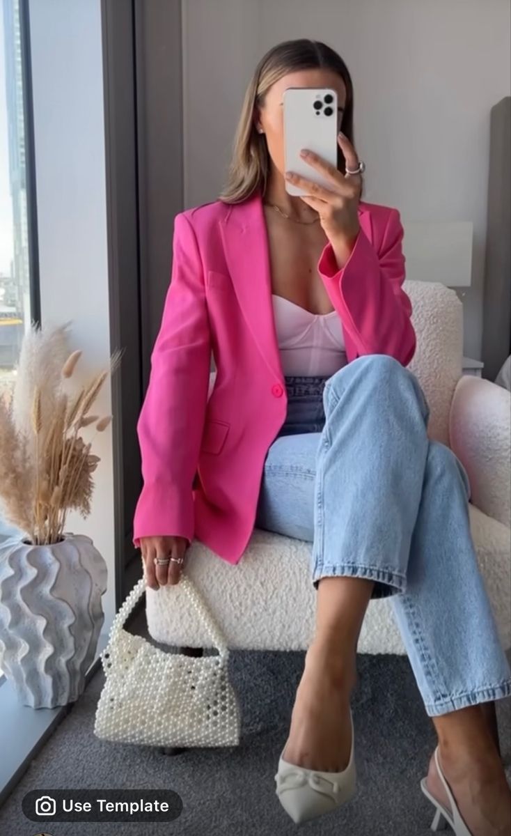 pink blazer outfit ideas 0042