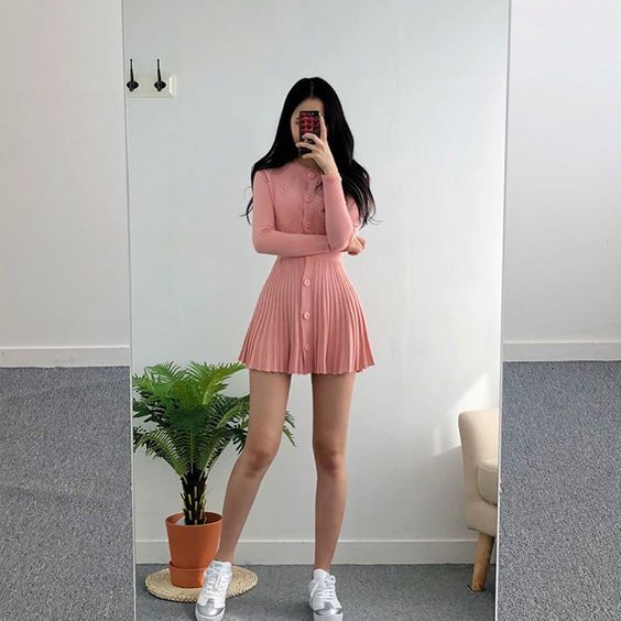 pink dress outfit ideas 0036