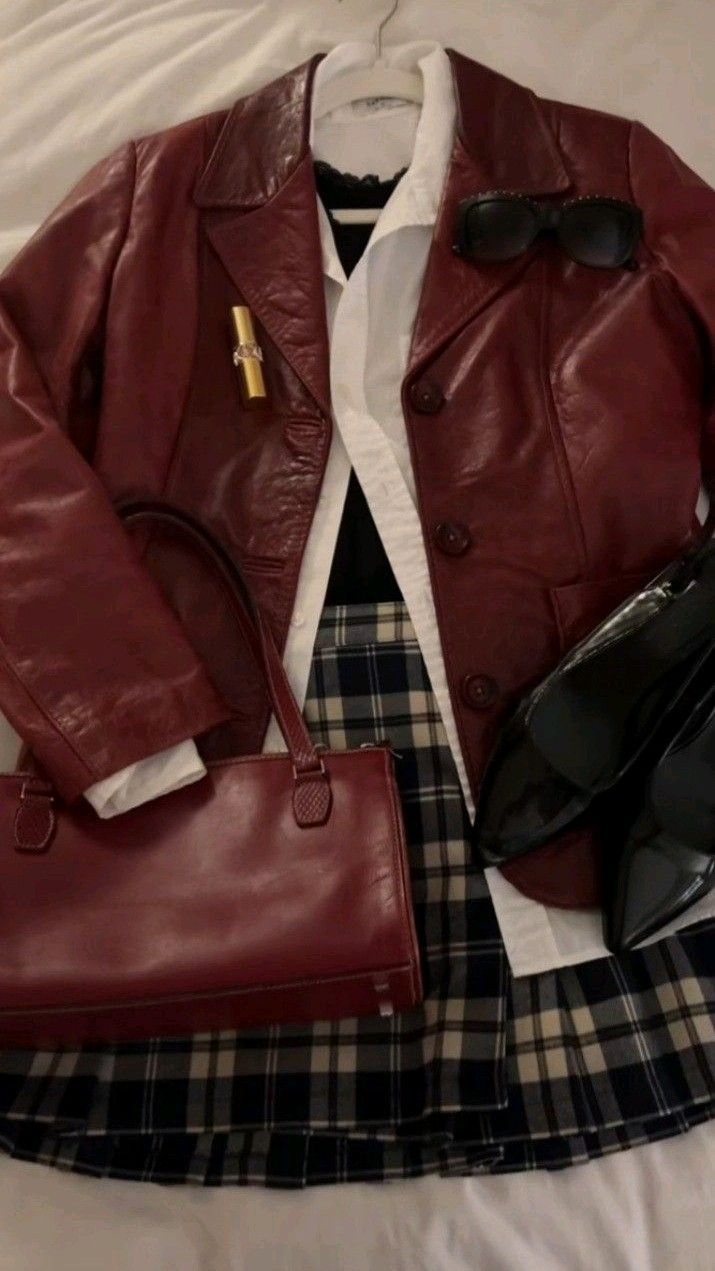 red leather jacket outfit ideas 0023