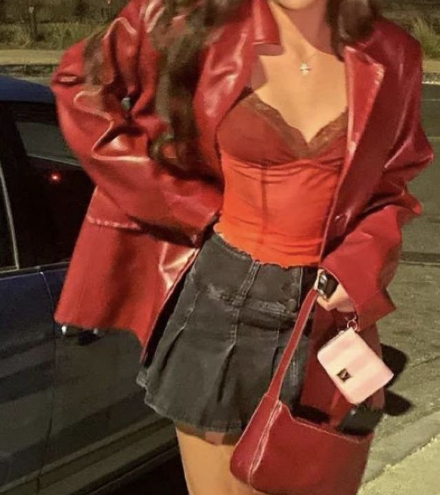 red leather jacket outfit ideas 0045